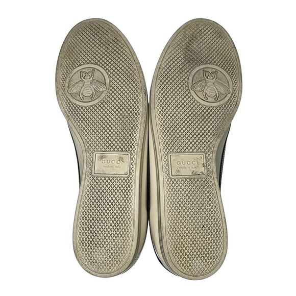 Gucci Falacer Patent Leather Sneakers 38 White Red Blue Bee Crystal Low Top - Picture 9 of 11